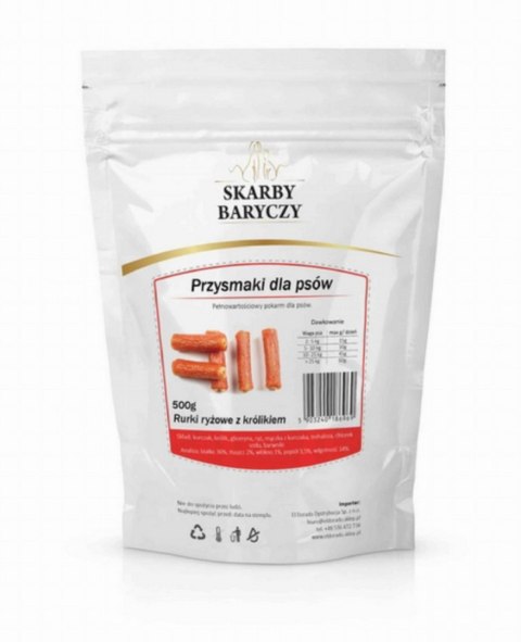Skarby Baryczy rurki ryżowe z królikiem 500g Skarby Baryczy