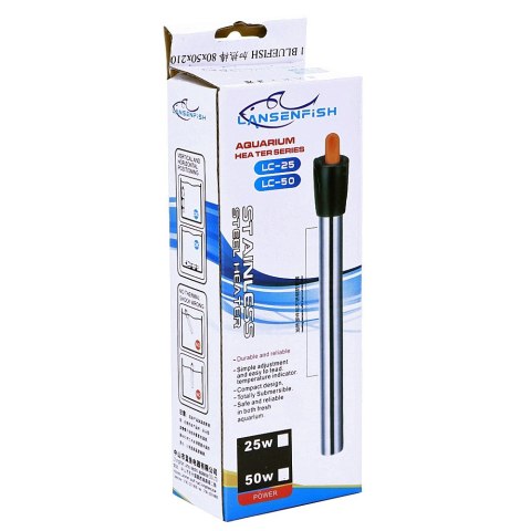 LansenFish Steel Heater 25W - stalowa grzałka z termostatem do akwarium 10l - 20l Lansenfish