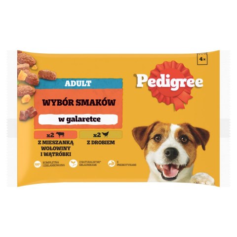 Pedigree Mokra Karma Dla Dorosłych Psów W Galaretce (Z Wołowiną, Z Drobiem) 4x100g Pedigree