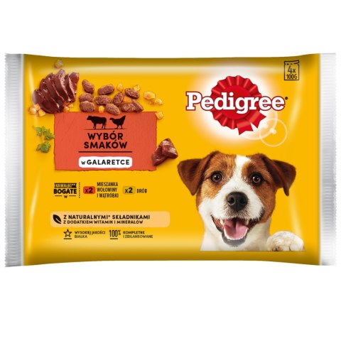 Pedigree Mokra Karma Dla Dorosłych Psów W Galaretce (Z Wołowiną, Z Drobiem) 4x100g Pedigree