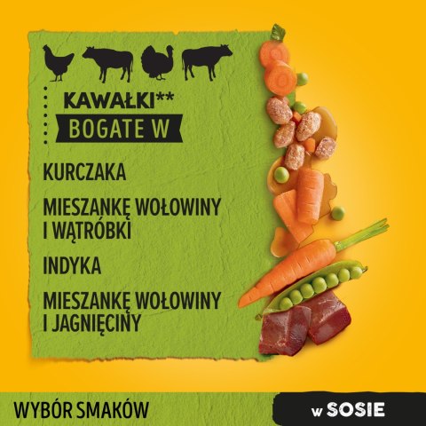 Pedigree Mokra Karma Dla Dorosłych Psów W Sosie Z Kurczakiem, Z Wołowiną, Z Indykiem, Z Jagnięciną 12x100g Pedigree