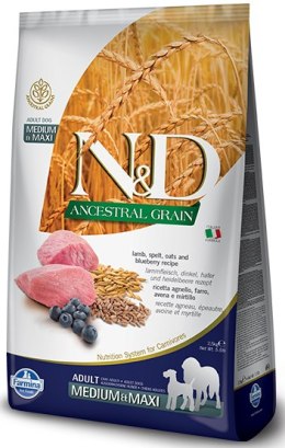 Farmina N&D Ancestral Grain Canine Adult Medium&Maxi Lamb&Blueberry 12kg Farmina