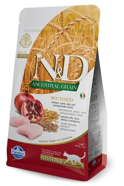 Farmina N&D Ancestral Grain Feline Neutered Chicken&Pomegranate 5kg Farmina