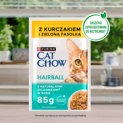 Purina Cat Chow Hairball Karma Z Kurczakiem I Zieloną Fasolką W Sosie 85g Purina Cat Chow