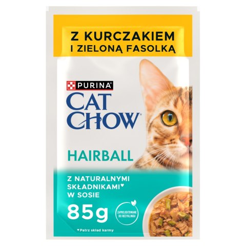 Purina Cat Chow Hairball Karma Z Kurczakiem I Zieloną Fasolką W Sosie 85g Purina Cat Chow