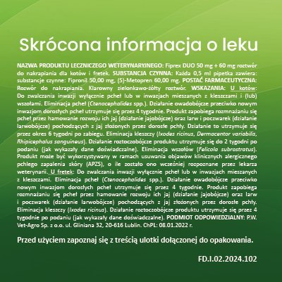 Vet-Agro Fiprex Duo Kot, Fretka 0,5ml Vet-Agro