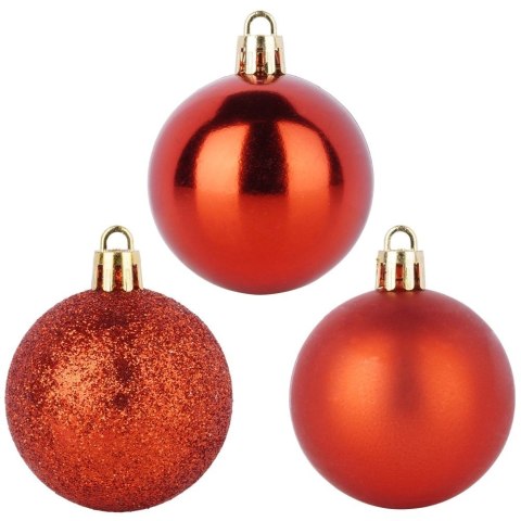 Bombki Czerwone 12 szt. Nietłukące 5 cm Zestaw Mat/Błysk/Brokat Dekor