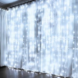 Kurtyna Świetlna 300 led 3 m ORION z Pilotem Zimna Barwa usb
