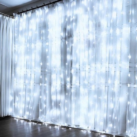 Kurtyna Świetlna 300 led 3 m ORION z Pilotem Zimna Barwa usb