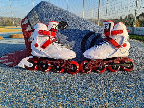 Rolki Damskie Męskie Białe Kauczukowe Solidne z Hamulcem KUBISPORT roz. 41