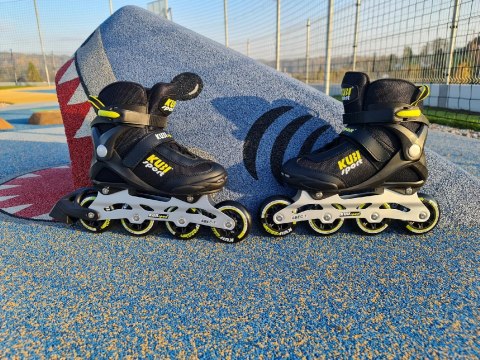 Rolki Damskie Męskie Czarne Kauczukowe Solidne z Hamulcem KUBISPORT roz. 42