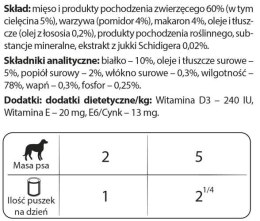 Dolina Noteci Premium Dla Psów Małych Ras Z Cielęciną, Pomidorami I Makaronem 185g Dolina Noteci