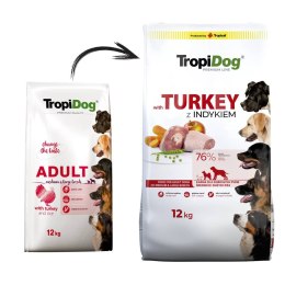Tropidog Premium Adult Medium & Large Breed Indyk Z Ryżem 12kg Tropidog