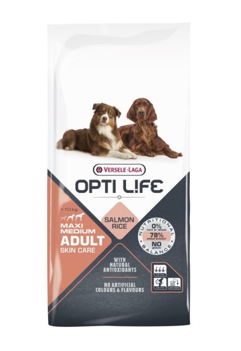 Versele-Laga Opti Life Adult Skin Care Medium&Maxi Z Łososiem 12,5kg Versele-Laga