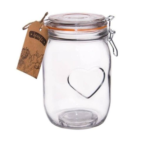 Słoik Patentowy z Klipsem Serce Szczelny Wekowanie Szkło 1 L ORION