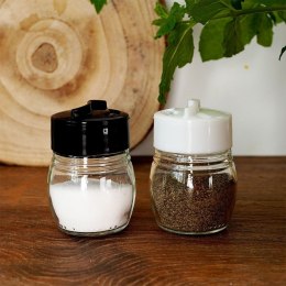 Solniczka Pieprzniczka Szklana Czarna Biała Zakrętka 75 ml EH