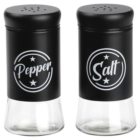 Solniczka Pieprzniczka Szklana Czarna Metalowa 140 ml 2 szt. VILDE