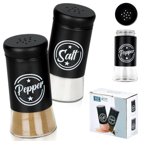 Solniczka Pieprzniczka Szklana Czarna Metalowa 140 ml 2 szt. VILDE