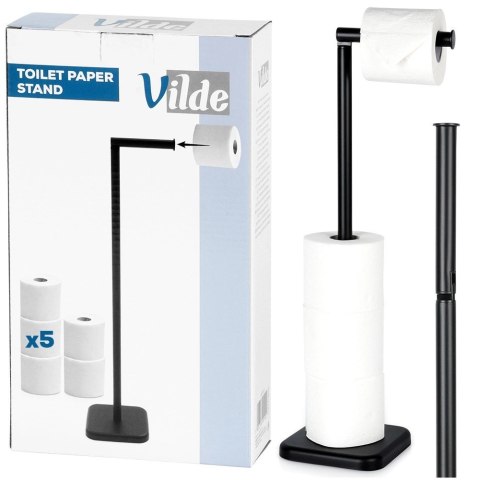 Stojak na Papier Toaletowy Czarny Zapas na 5 Rolek 56 cm VILDE