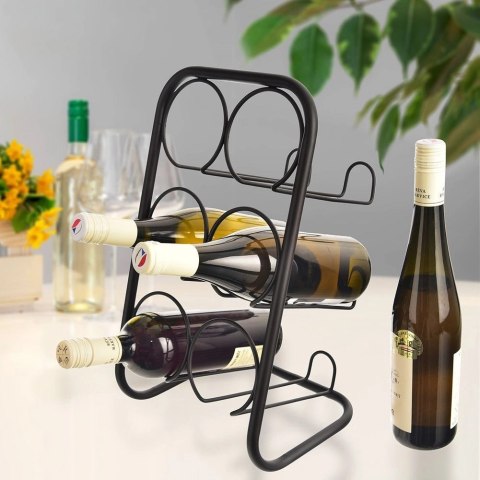Stojak Regał Półka na Wino 6 Butelek Metalowy Czarny ORION 22,5 x 39 cm
