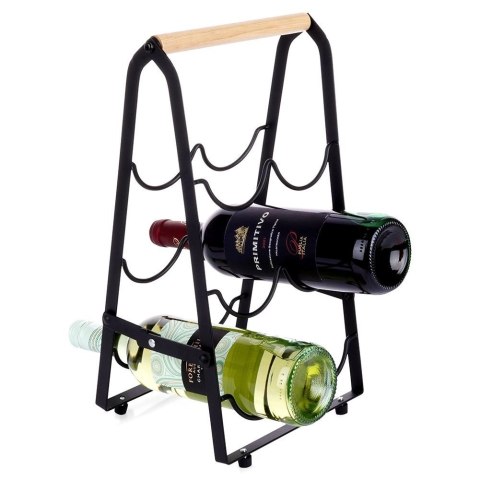 Stojak Regał na Wino 6 Butelek Metalowy Czarny Solidny VILDE 21 x 17 x 38cm