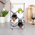 Stojak Regał na Wino 6 Butelek Metalowy Czarny Solidny VILDE 21 x 17 x 38cm