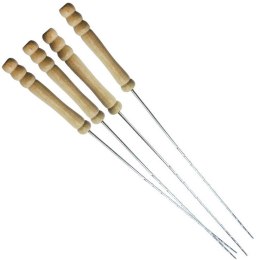 Szpikulce do Szaszłyków Stalowe 4 szt. 38,5 cm BBQ Uchwyt Drewniany
