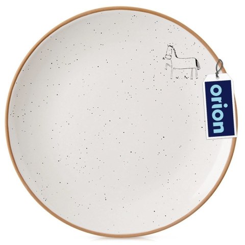 Talerz Deserowy Ceramiczny Beżowy 20 cm ORION Koń Efektowny Dekor