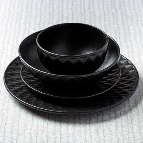 Talerz Deserowy Ceramiczny Czarny NAVA SOHO 20 cm Tłoczony Zmywarka