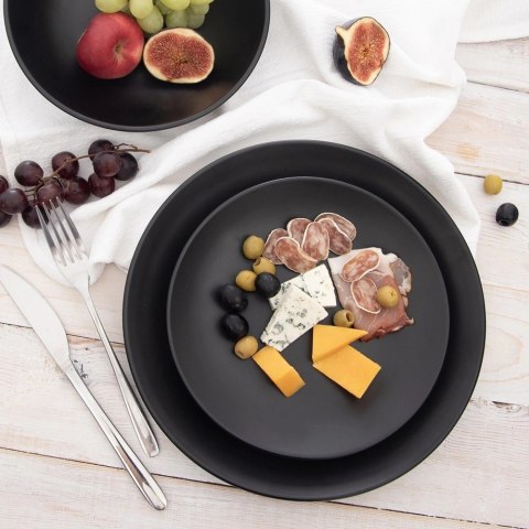 Talerz Obiadowy Płytki Ceramiczny Czarny Matowy 27 cm ORION Zmywarka
