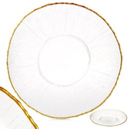 Talerz Obiadowy Płytki Szkło Złoty VILDE 28 cm Kryształowy Wzór