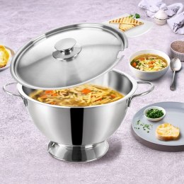 Waza do Zupy Stalowa z Pokrywą Solidna Dekoracyjna Srebrna ORION 4,5 L