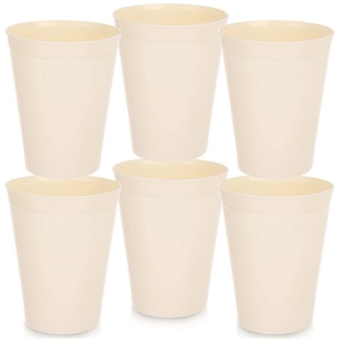 Zestaw 6 Kubków 300 ml Kremowe Plastikowe Sandy do Mikrofali