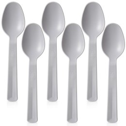 Zestaw 6 Łyżek Plastikowych Szare Lekkie Nietłukące Sandy ORION Piknik