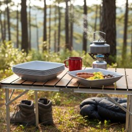 Zestaw 6 Talerzy Głębokich 500 ml Szare Kwadratowe Miski na Camping