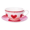 Zestaw Dzbanek z Filiżanką do Herbaty Ziół Porcelanowy Serca ORION 3 el.