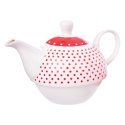 Zestaw Dzbanek z Filiżanką do Herbaty Ziół Porcelanowy Serca ORION 3 el.