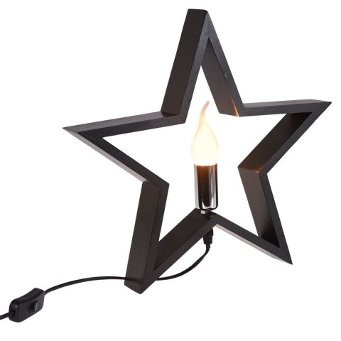 Lampka Stołowa Drewniana Czarna Gwiazda Ozdobna VILDE 34,5 cm Grupa Orion Sp. z o.o.