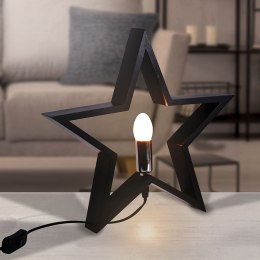 Lampka Stołowa Drewniana Czarna Gwiazda Ozdobna VILDE 34,5 cm Grupa Orion Sp. z o.o.