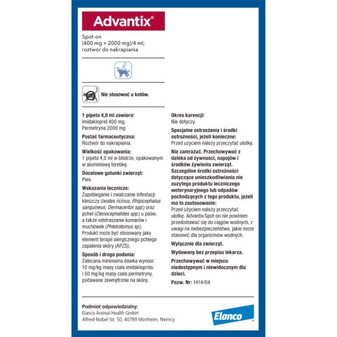 Bayer Advantix Krople Na Kleszcze I Pchły 4ml Bayer