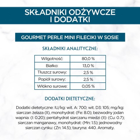 GOURMET Perle karma dla dorosłych kotów Mini Fileciki w sosie 4x85g Gourmet