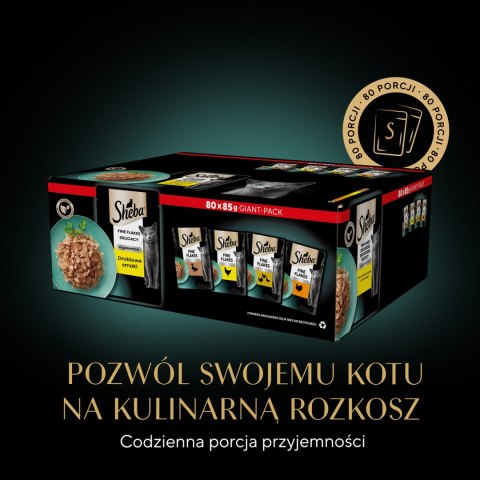 Sheba Delicacy Drobiowe Smaki W Galaretce, Z Kaczką, Z Kurczakiem, Z Drobiem, Z Indykiem 80x85g Sheba