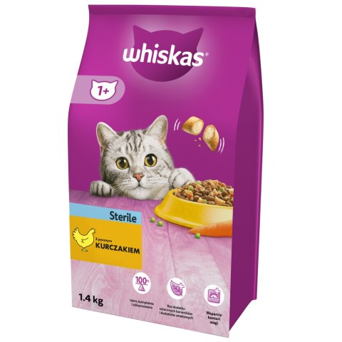 WHISKAS Sterile 1,4kg - sucha karma dla kotów po sterylizacji z kurczakiem Whiskas