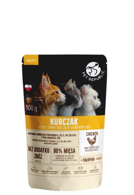 PetRepublic drobno siekane kawałki w delikatnym sosie kurczak 100g dla kota Pet Republic