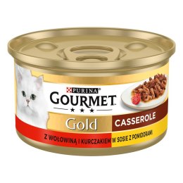 Purina Gourmet Gold z wołowiną i kurczakiem w sosie z pomidorami 85g Gourmet