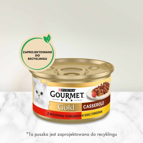 Purina Gourmet Gold z wołowiną i kurczakiem w sosie z pomidorami 85g Gourmet
