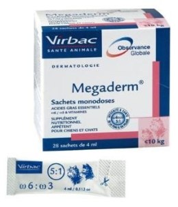 VIRBAC Megaderm 28x4 ml suplement diety dla psów i kotów do 10kg na problemy skórne Virbac