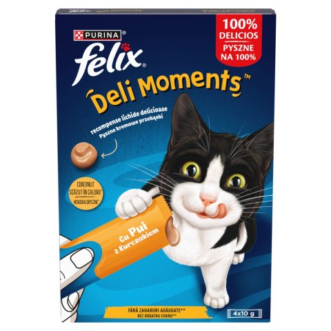 Felix Deli Moments Kremowe Przekąski Dla Kotów Z Kurczakiem 4x10g Felix