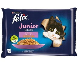 Felix Fantastic Junior W Galaretce Z Kurczakiem I Łososiem 4x85g Felix