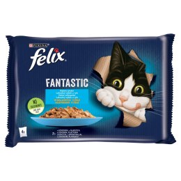 Felix Rybne Smaki W Galaretce Z Łososiem I Gładzicą 4x85g Felix